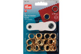 15 Ösen mit Scheiben PRYM goldfarbig, 11 mm
